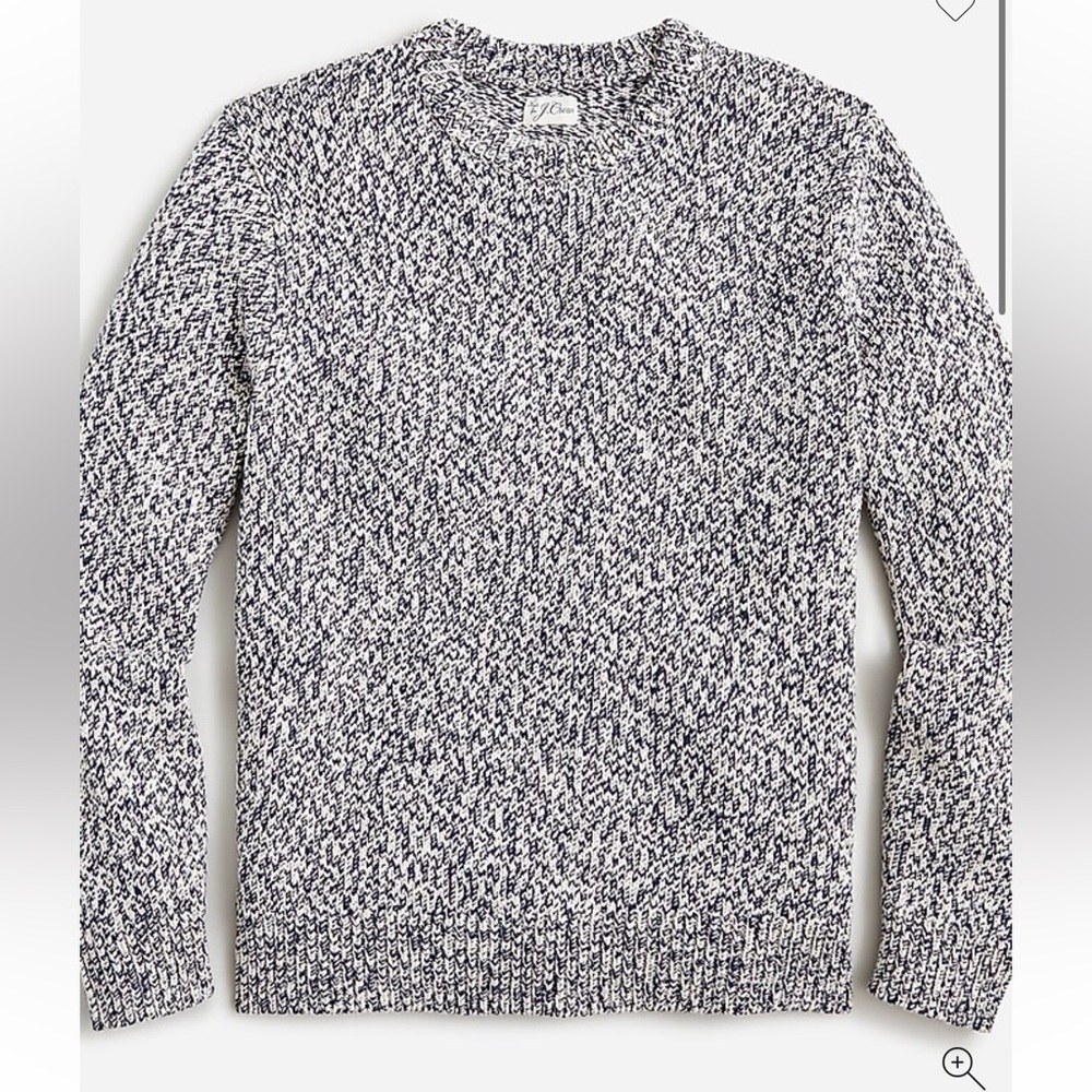 J crew knit Men's navy and White marled 100% cotton 
Sweater sz xs